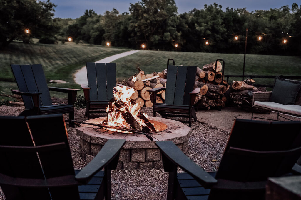 Cedar Bay Farm Firepit At Night